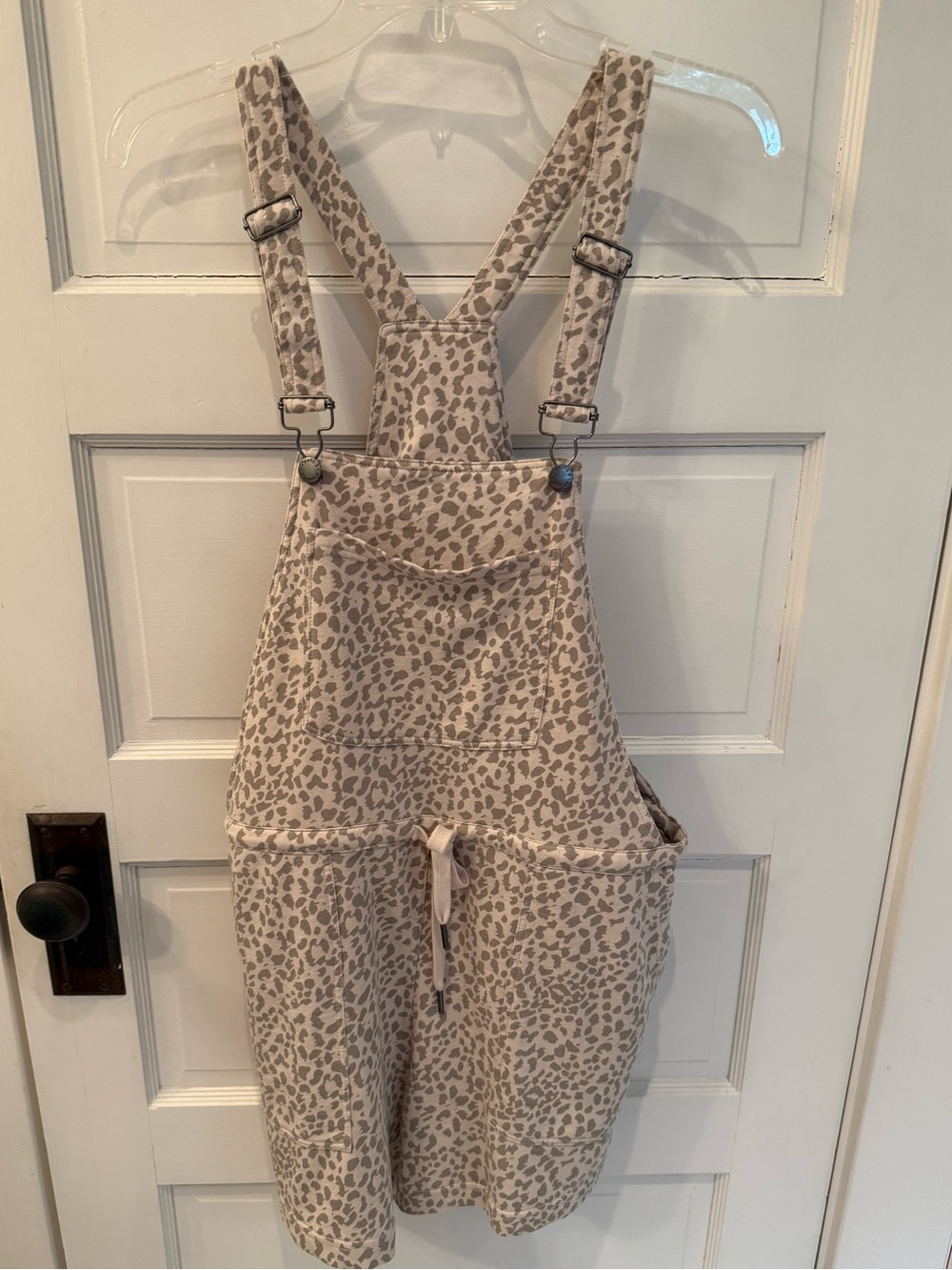 Leopard Print Overall shorteralls in Beige and Taupe